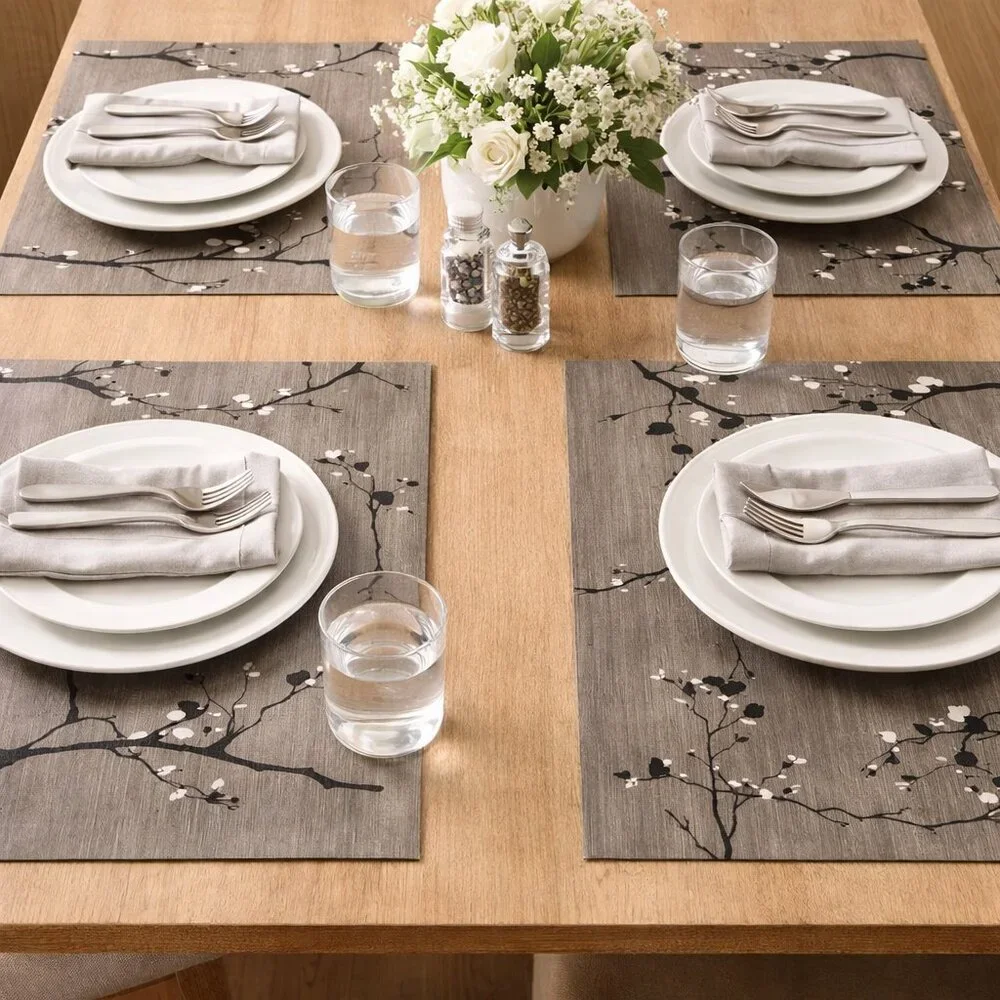 SET OF 4 Easy Clean Tree Abstract Vintage HEAT RESISTANT TABLE PLACEMENTS Wooden